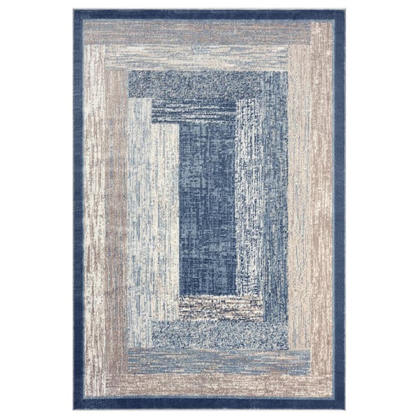 Home Dynamix Royalty Vega Blue/Ivory 8 ft. x 10 ft. Geometric Polypropylene Area Rug