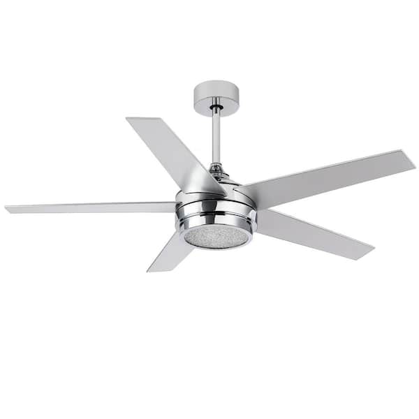 Lamober Joseph 52 in. Integrated LED Indoor Satin Nickel Ceiling Fan with Light and Remote