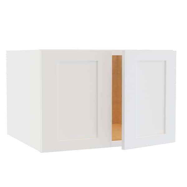 Home Decorators Collection Newport 27 in. W x 24 in. D x 18 in. H Assembled Plywood Wall Bridge Kitchen Cabinet in Pacific White with Soft Close