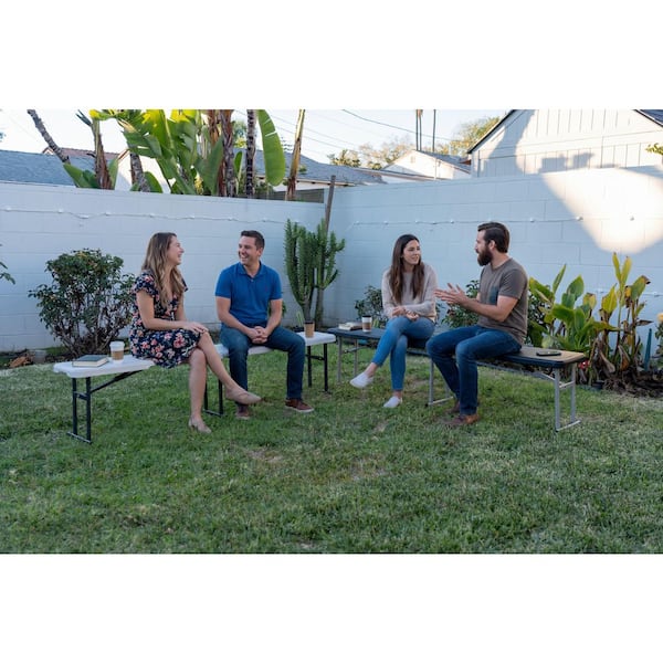 HDX 6 ft. Steel Frame Almond Portable Indoor/Outdoor Folding Bench