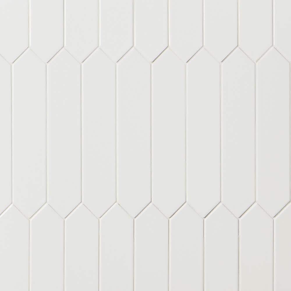 Lane 2.6" x 13" White Polished Ceramic Hexagonal Wall Tile