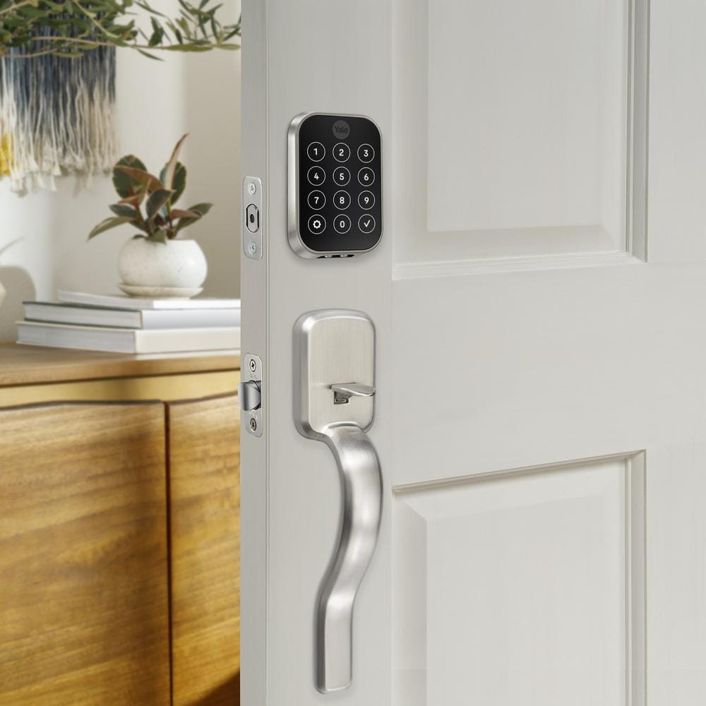 Satin Nickel Smart Keyless Entry Deadbolt with Wi-Fi and Bluetooth