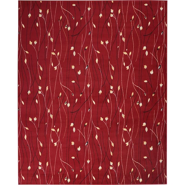 Nourison Grafix Red 8 ft. x 10 ft. Floral Contemporary Area Rug