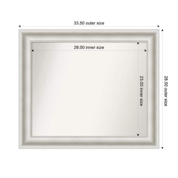 Amanti Art Parlor White 33.5 in. W x 28.5 in. H Custom Non-Beveled Recycled Polystyrene Framed Bathroom Vanity Wall Mirror