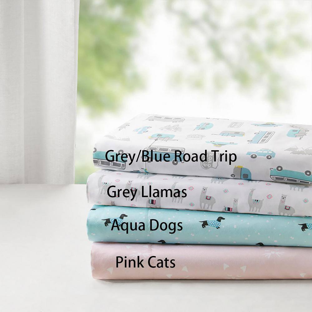 Gray and Blue Road Trip Queen Microfiber Sheet Set