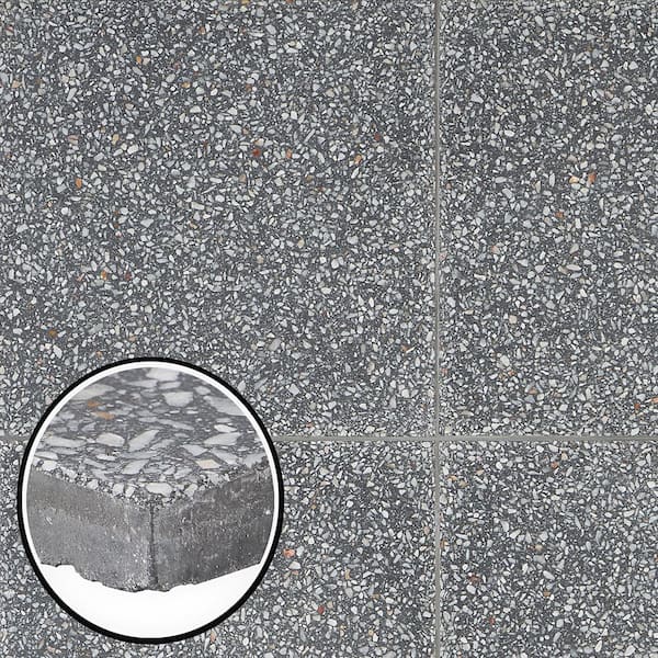 Raleigh Ash Square 16.14 in. x 16.14 in. Polished Terrazzo Floor and Wall Tile (3.61 sq. ft. / Case)