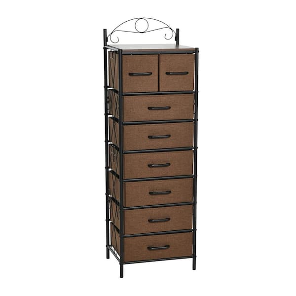 Victoria 8-Drawer Walnut Storage Tower Narrow Mid-Century