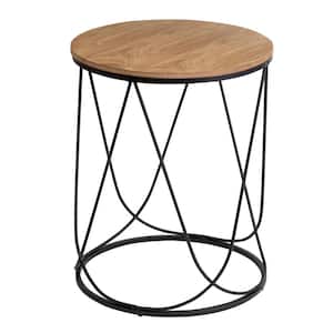 Back Wood Round Side Table Stool