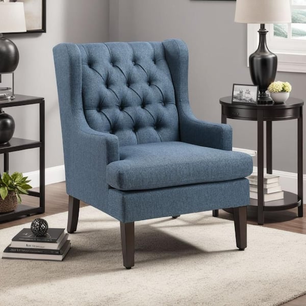 Hosanna Blue and Brown Polyester Arm Chair with 4 Legs Base Style