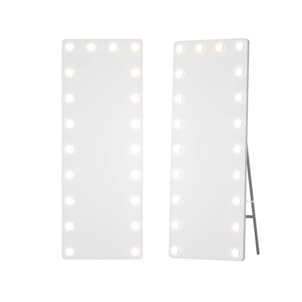 Hasipu Clear 18 in. W x 55 in. H Rectangular Glass Full Length Mirror with Lights LED Full Body Standing Mirror Wall Mounted