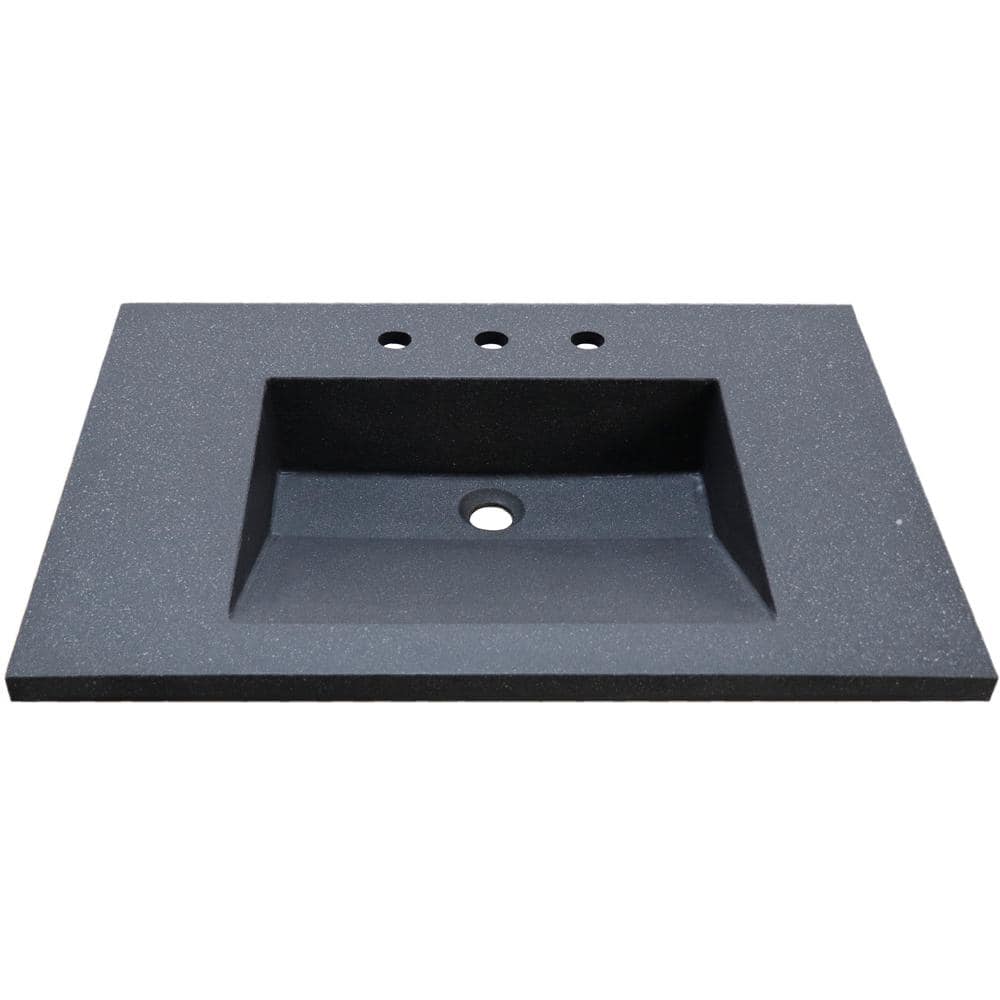 31'' Black Concrete Single Basin Vanity Top with Ramp Sink