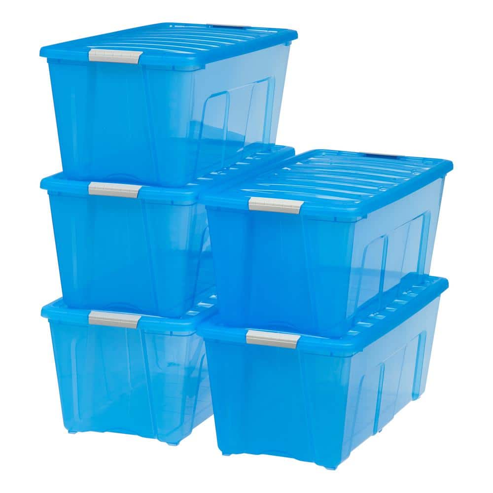 12 qt. Stack and Pull Clear Storage Box with Lid in Gray