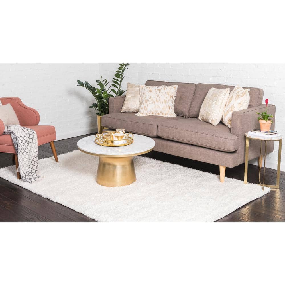 Snow White Rectangular Shag Indoor Area Rug