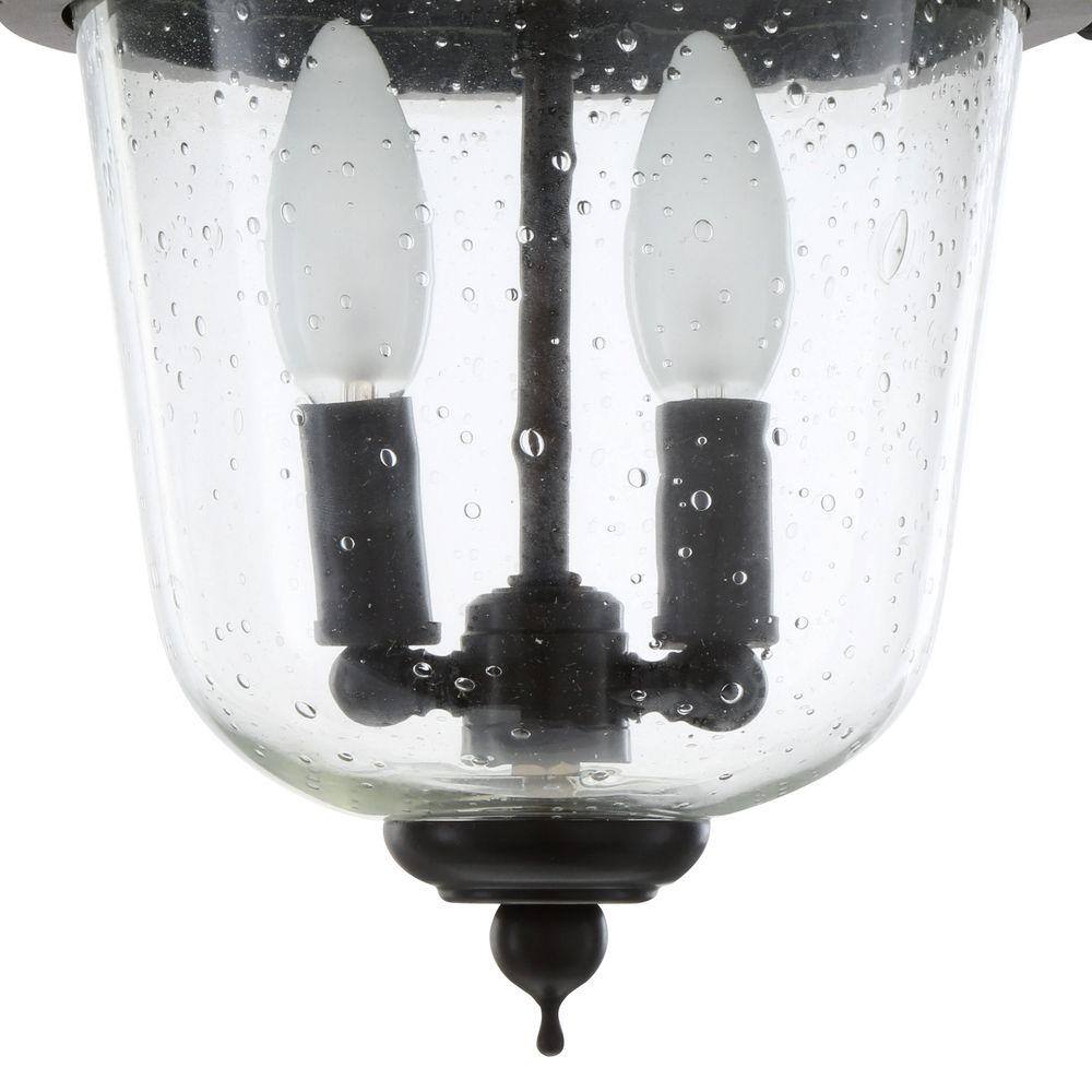 Antique Bronze 2-Light Flush Mount with Seeded Glass