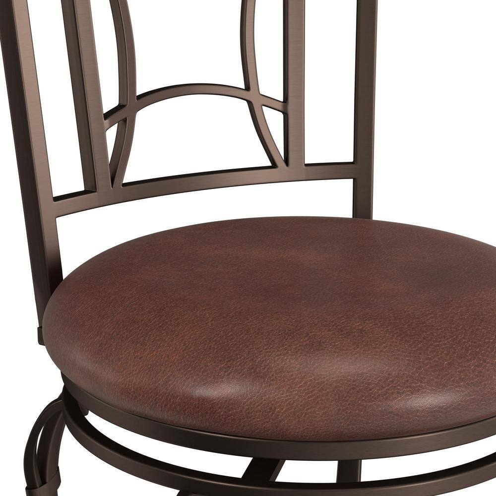 Granada Dark Chestnut Swivel Counter Stool with Metal Arches