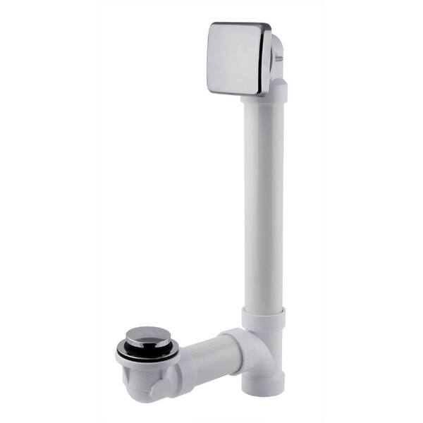 Hudson Brass Works EZ Touch Sch 40 PVC Square Faceplate Tub Waste and Overflow Bath Drain, Chrome