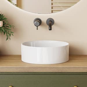 Round Sink 14 in . Bathroom Sink Ceramic Vessel Sink Bathroom Sink Modern in White