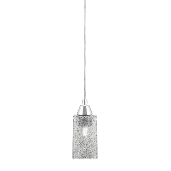 Unbranded Bryson 3.5 in. 1-Light Chrome Cord Pendant Light with 3.5 in. Smoke Bubble Glass Shade, no bulb included
