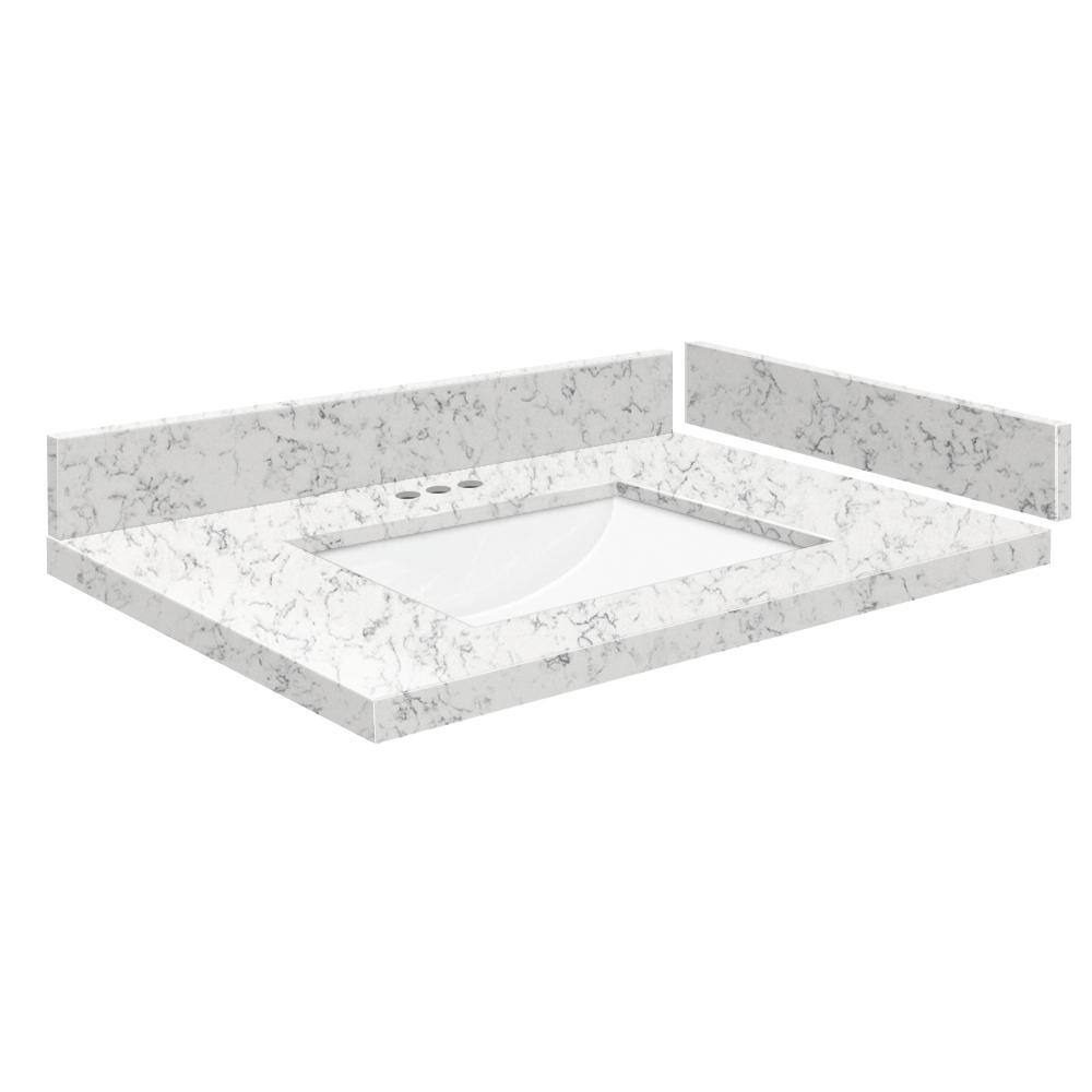 Silestone 28 in. W x 22.25 in. D Quartz White Rectangular Single Sink Vanity Top in Lyra price history on PriceWatchPro