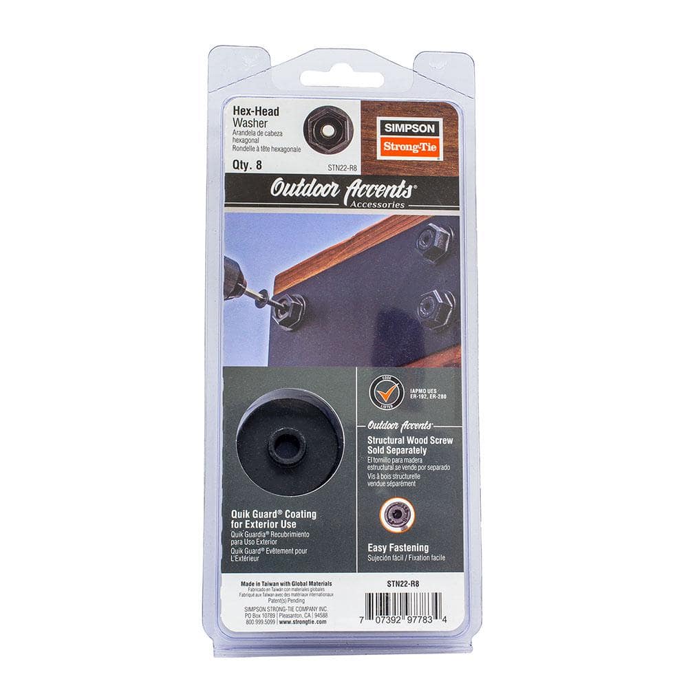 Simpson Strong-Tie Outdoor Accents Black Powder-Coated Hex-Head Washer  (8-Pack) STN22-R8 - The Home Depot