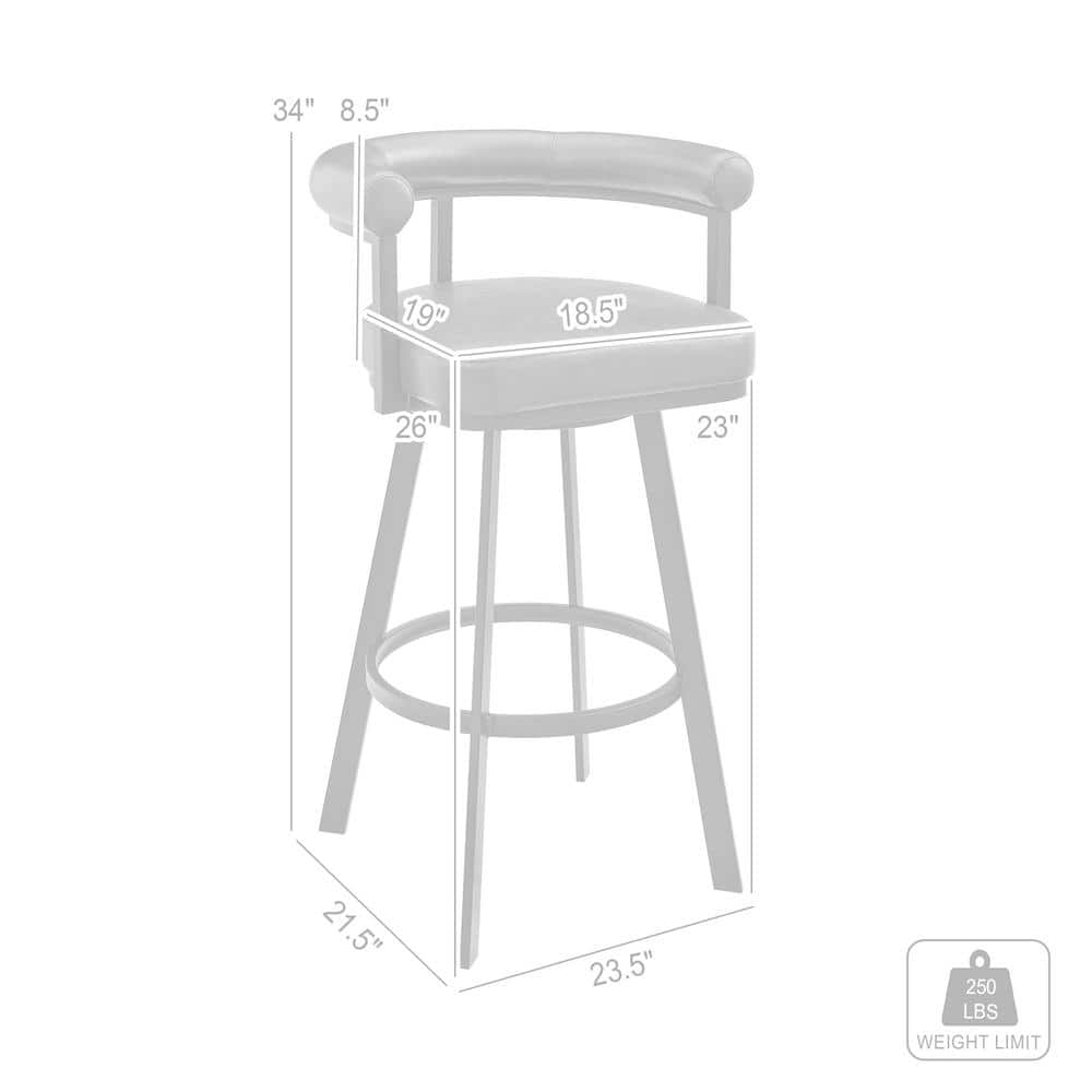 White Faux Leather Swivel Counter Stool with Brushed Stainless Steel Frame