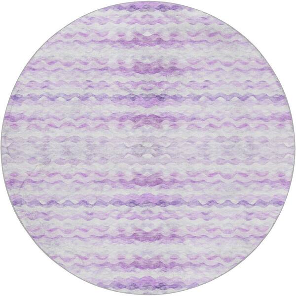 Dream Shag Premium Machine Washable Abstract ADS195 Purple 8 ft. x 8 ft. Round Rug