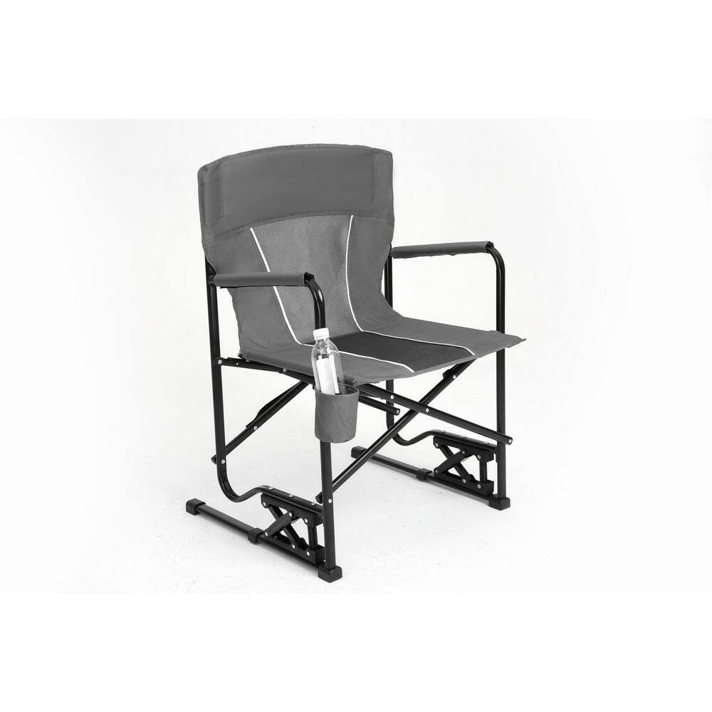INNOBULE Gray Metal Portable Folding Outdoor Rocking Chair with Solid ...