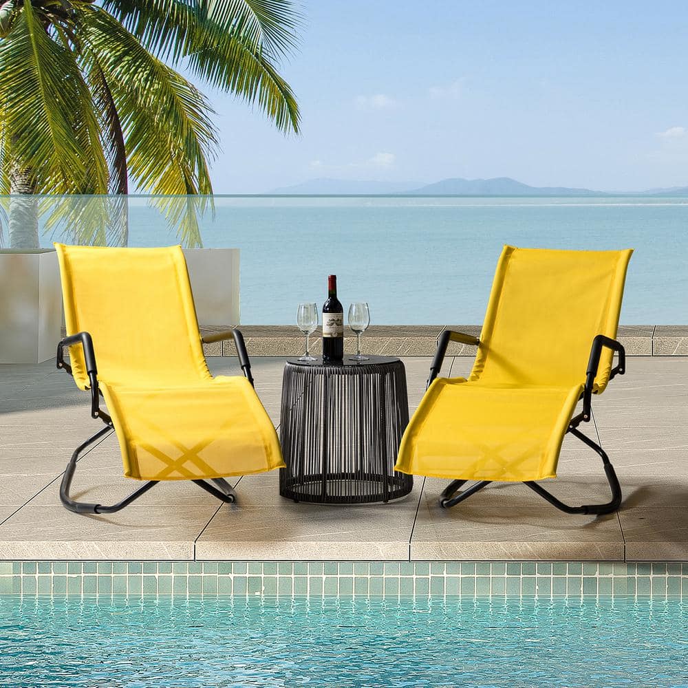 JAYDEN CREATION Alishtar Yellow Metal Portable Rocking and Glider ...