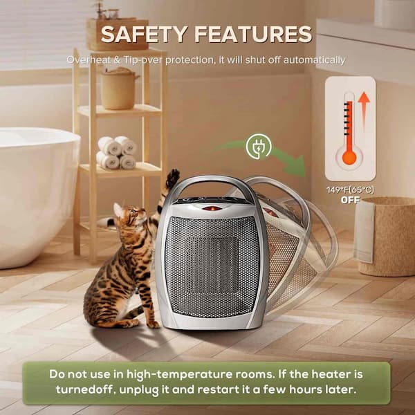 R.W.FLAME 1,500-Watt Compact Indoor Small Ceramic Electric Heater