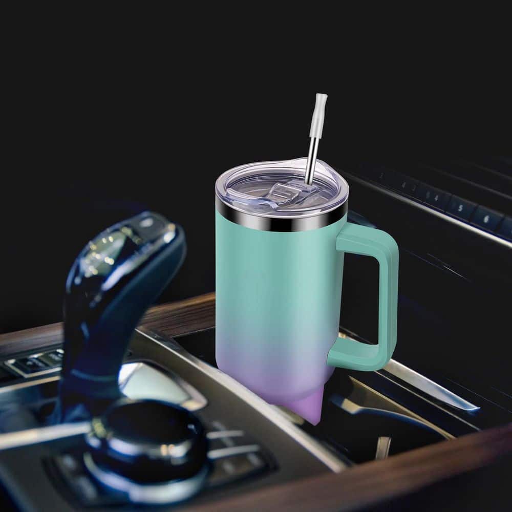 40 oz. Green and Purple Blended Stainless Steel Travel Mug with Handle and Straw Lid, Leak-proof Insulated Tumbler price history on PriceWatchPro