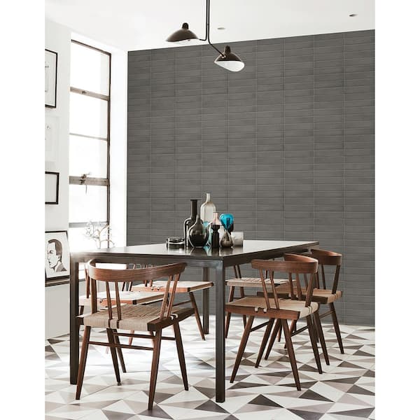 Midcentury Modern Dark Grey Brick Paper Strippable Roll (Covers 56.4 sq. ft.)