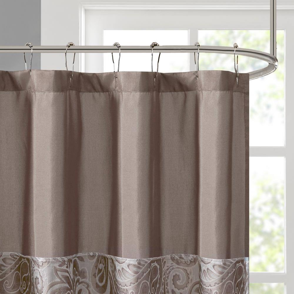 Charlotte Blue and Brown Jacquard Paisley Shower Curtain