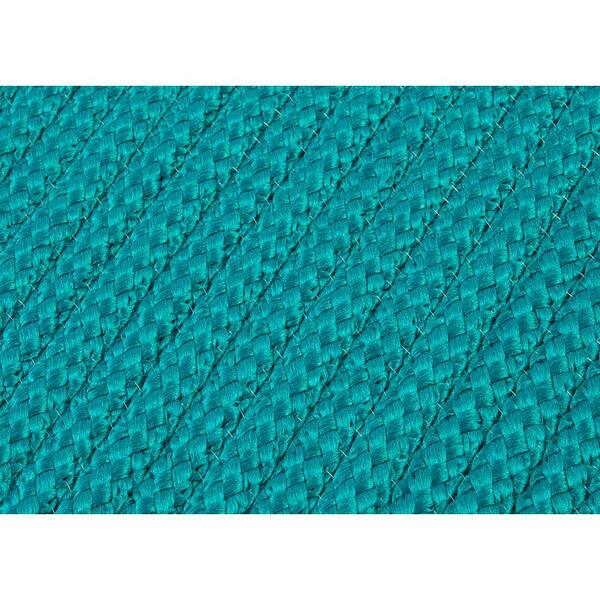Solid Turquoise 2 ft. x 10 ft. Braided Indoor/Outdoor Patio Runner Rug