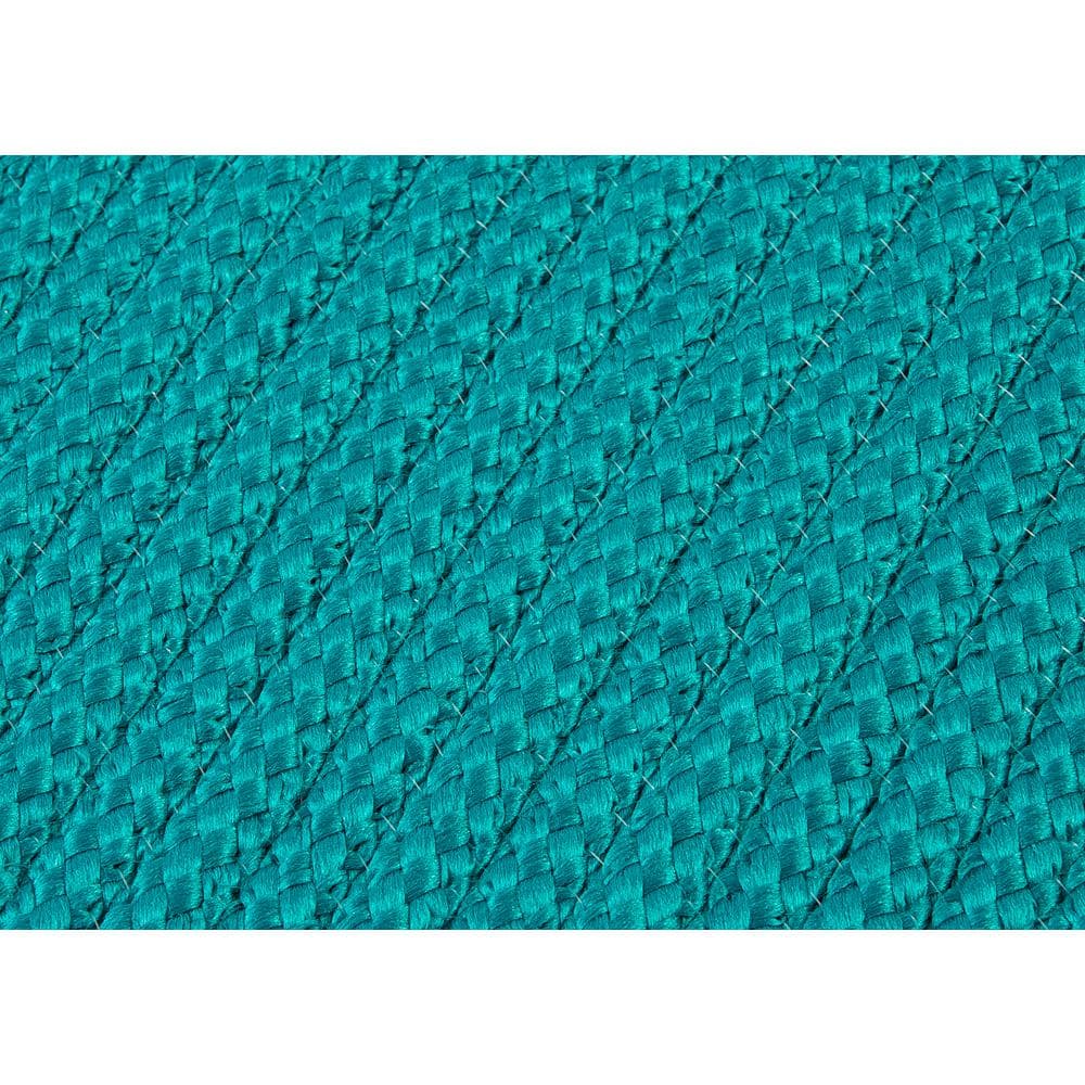 Turquoise Braided Square Outdoor Rug, 4' x 4', Synthetic