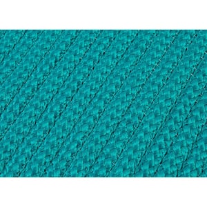 Solid Turquoise 4 ft. x 4 ft. Braided Indoor/Outdoor Patio Area Rug