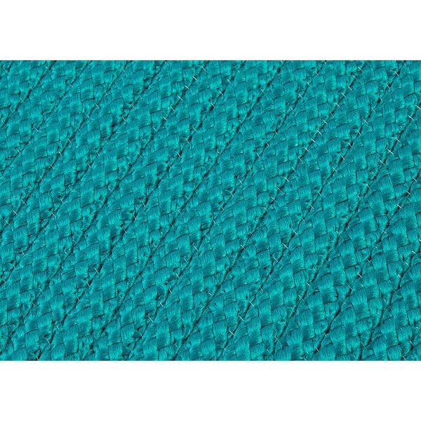 Solid Turquoise 10 ft. x 10 ft. Braided Indoor/Outdoor Patio Area Rug