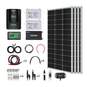 400-Watt Solar Panel Kit 12 Volt with Two 100Ah Deep-Cycle AGM / LiFePO4 Batteries