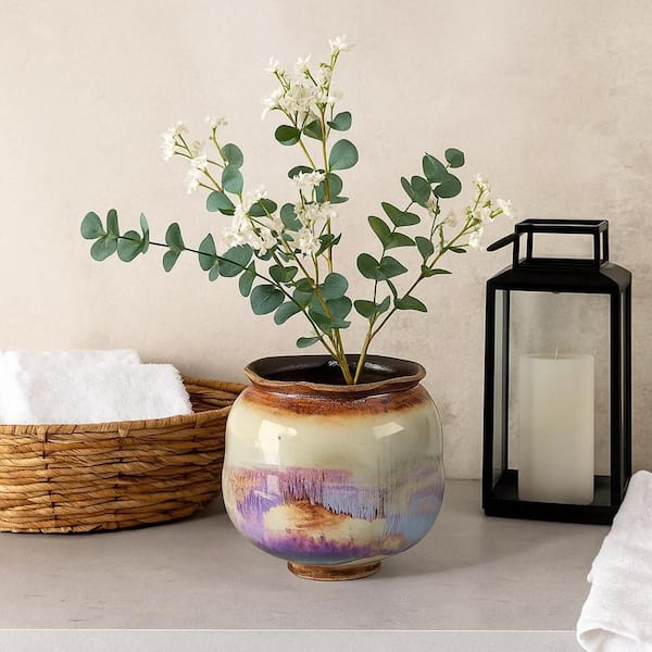 Noah Glossy Blue Round Ceramic 11.5 in. Decorative Bowl