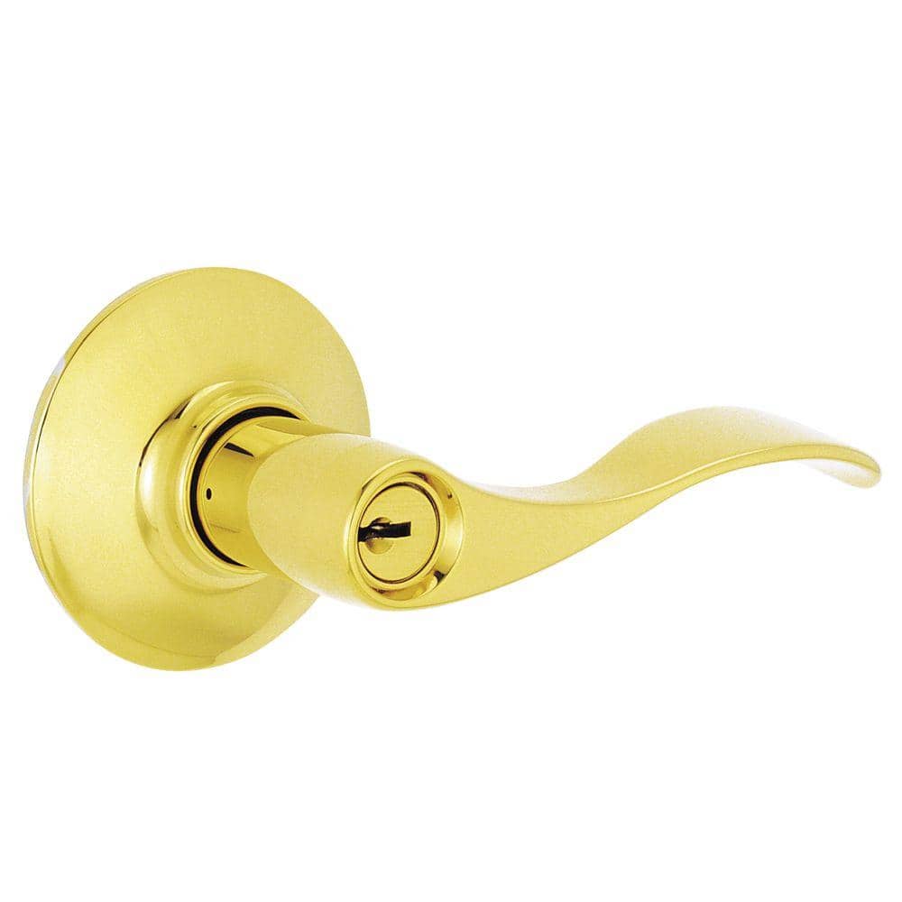 Schlage Accent Bright Brass Keyed Entry Door Handle F51 ACC 505 605 The  Home Depot
