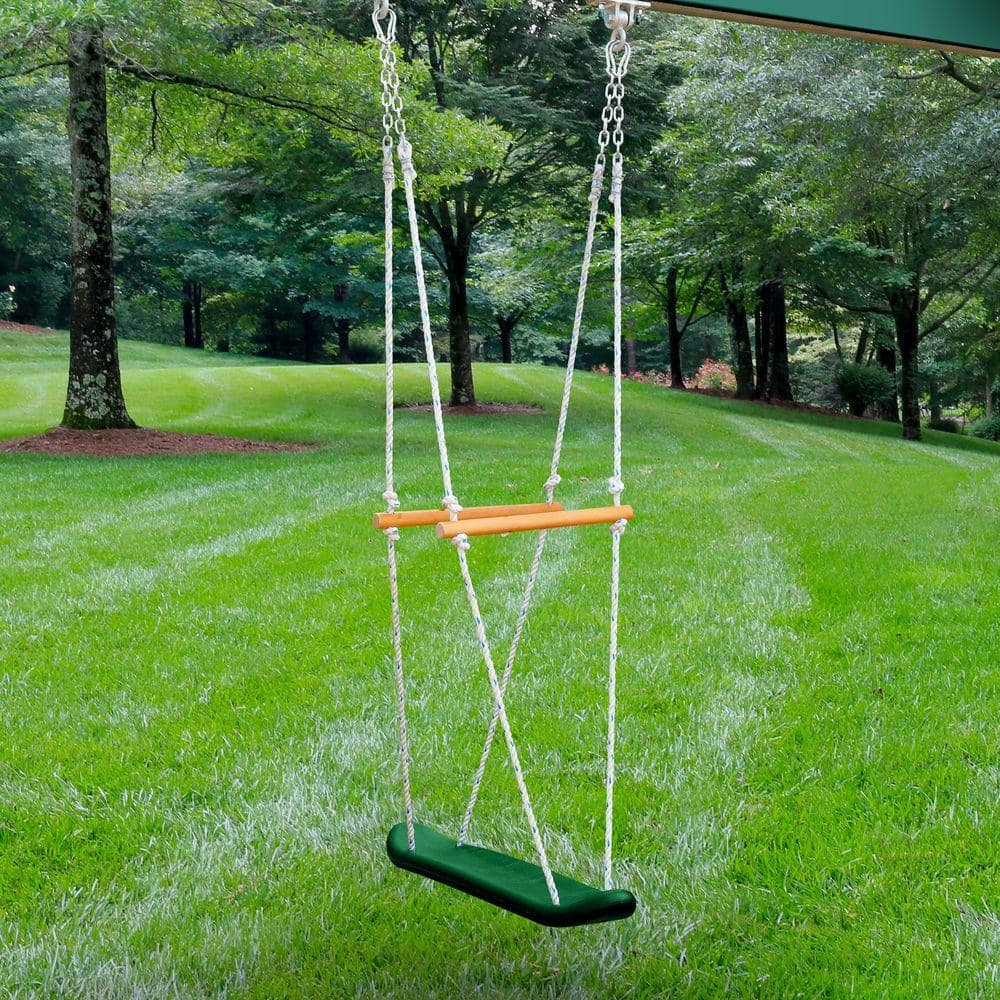 Green and Black Skateboard Swing with Rope and Chain