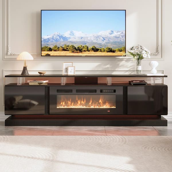 Sizzim 80 in. Freestanding Electric Fireplace TV Stand with