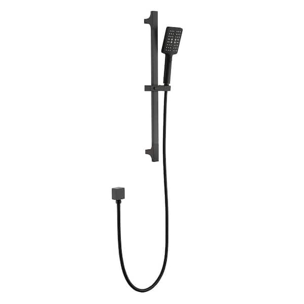 Utopia 4niture Diane 2-Spray Patterns 1-2 GPM with 28 in. Slide Bar Wall Mount square Handheld Shower Head 59-Inch Hose Matte Black