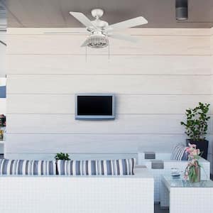 Ceylon 52 in. Indoor/Outdoor Matte White LED Ceiling Fan with Light Kit