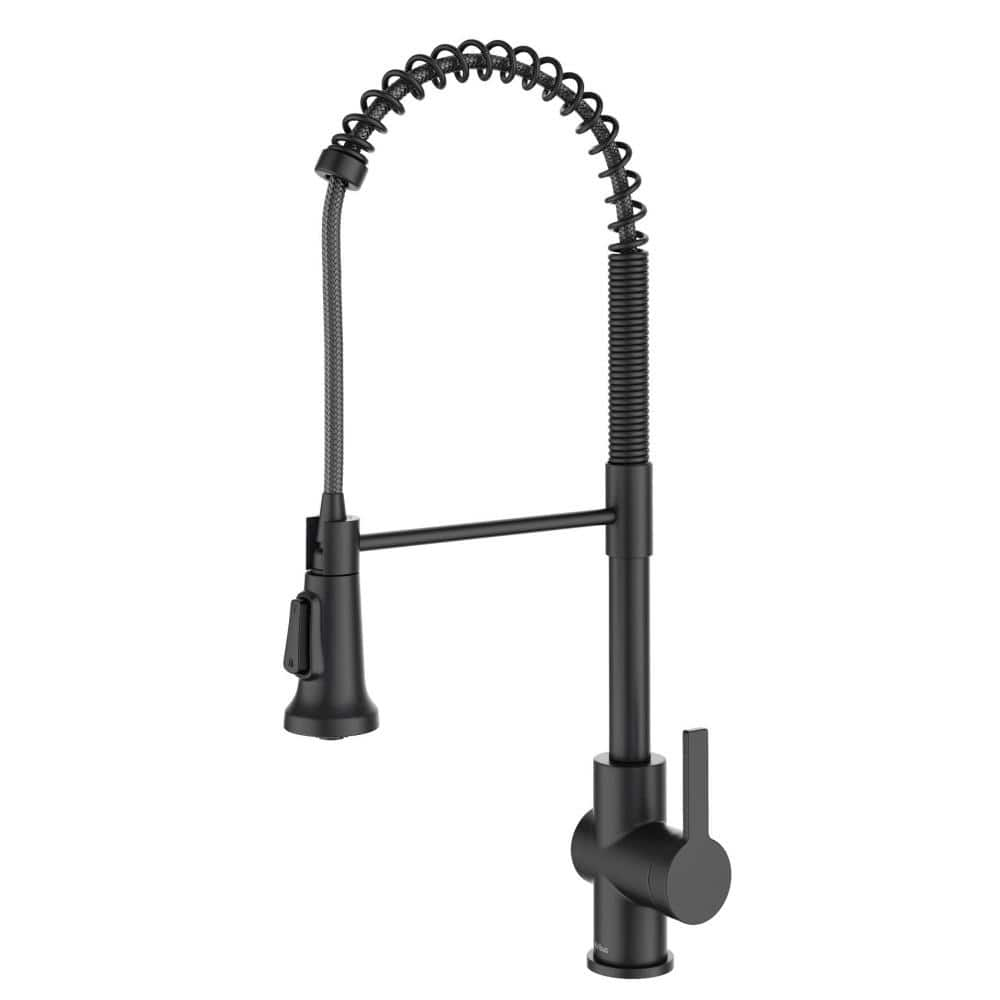 Kraus Britt Commercial Style Pull-Down Single Handle Kitchen Faucet in Matte Black