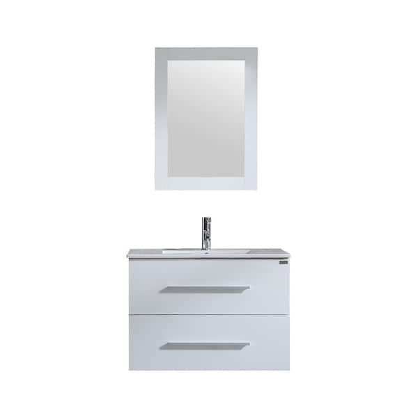 taholi 31.5 in. W x 17.7 in. D x 19.7 in. H Single Sink Bath Vanity in White with White Top and Mirror