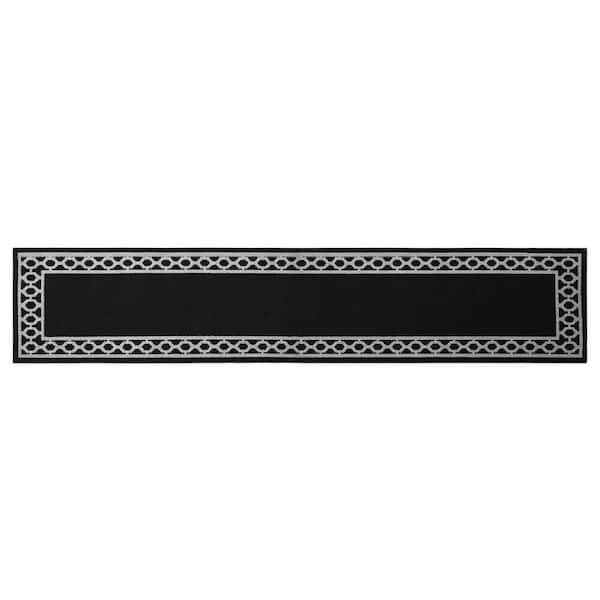 Christine Border 2 ft. x 10 ft. Black/Twisted Gray Trellis Runner Rug