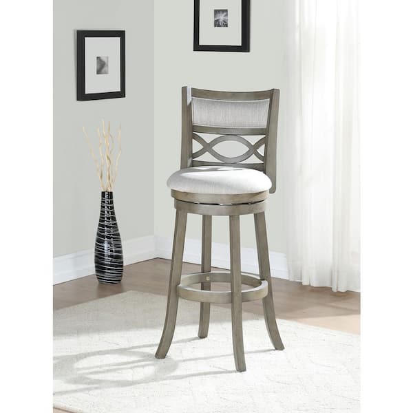 NEW CLASSIC HOME FURNISHINGS New Classic Furniture Manchester 29 in. Gray Wood Bar Stool with Fabric Seat