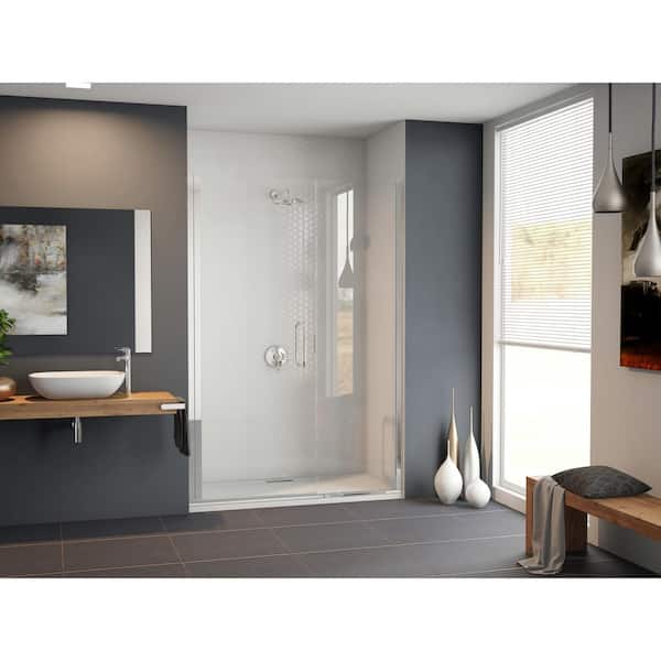 Coastal Shower Doors Illusion 47 in. to 48.25 in. x 70 in. Semi-Frameless Hinged Shower Door with Inline Panel in Chrome with Clear Glass