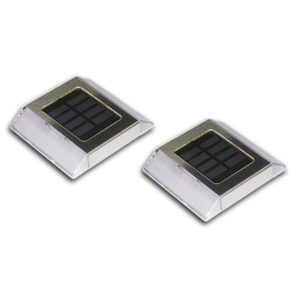 CLASSY CAPS Stainless Steel Integrated 2-LED Solar Deck and Path Light (2-Pack)