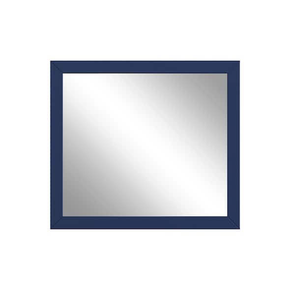 CASAINC 35 in. W x 34 in. H Rectangle Framed Wall Mounted Modern Bathroom Vanity Mirror in Dark Blue